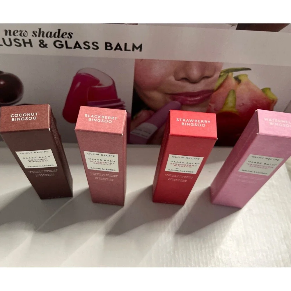 4 Glow Recipe Glass Balm Coconut Bingsoo Blackberry Strawberry  Watermelon -0.52